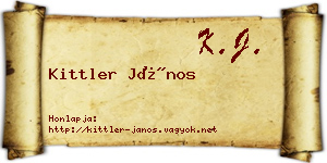 Kittler János névjegykártya